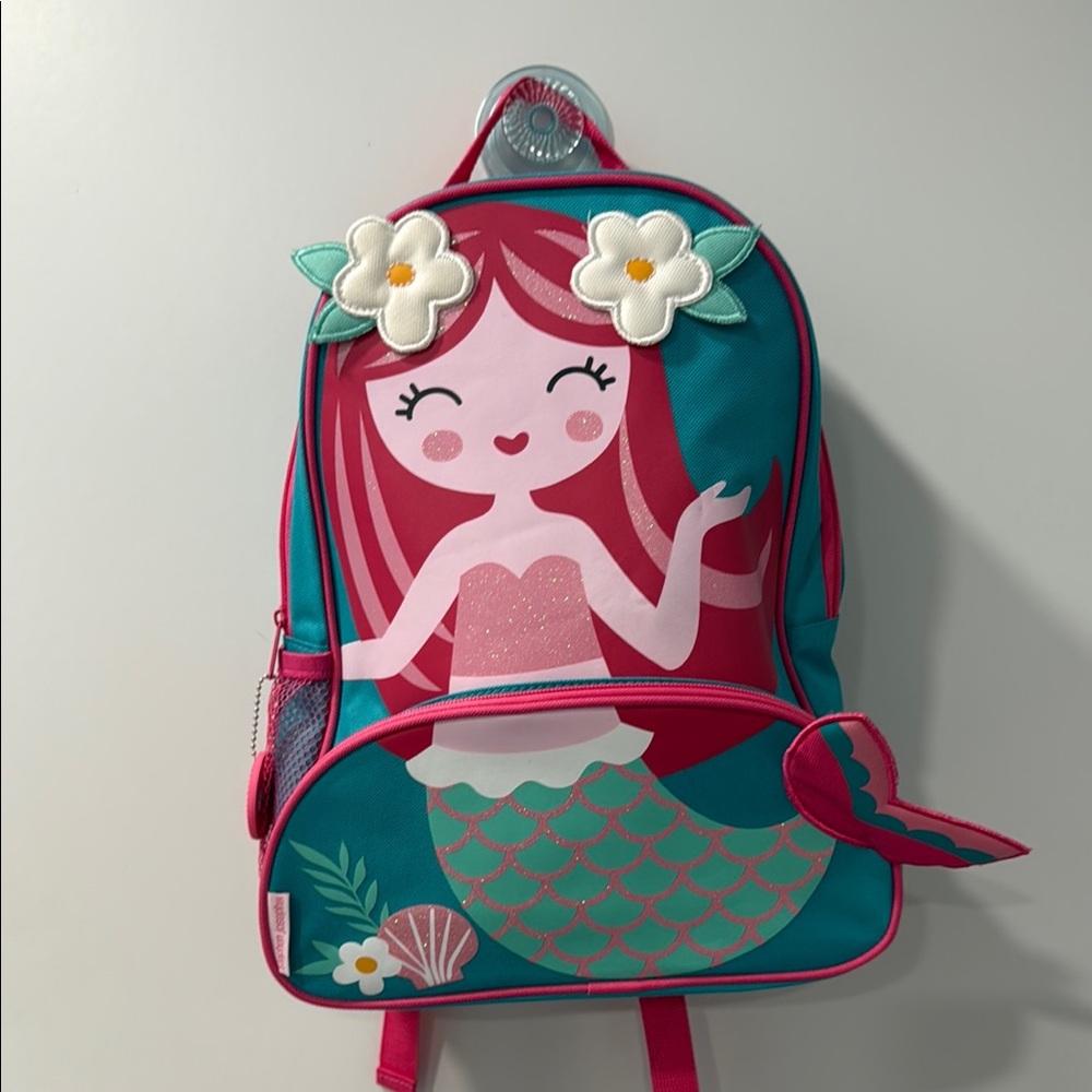 Stephen Joseph Mermaid Sidekick Backpack with Floral Accents, NWOT